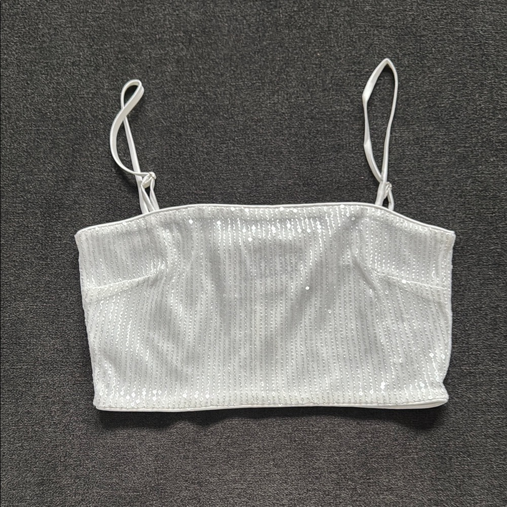 White Sequin Women's Top
